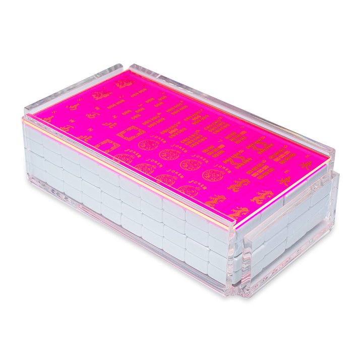 "El Mahjong" Mahjong Set Neon Pink with Racks