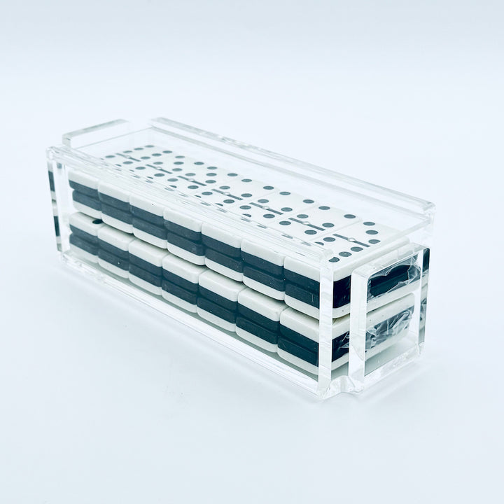 "El Tigre" Domino Set Clear with Black & White Tiles