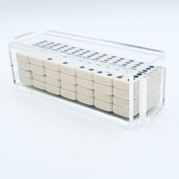 "El Tigre" Domino Set Clear with Ivory Color Tiles