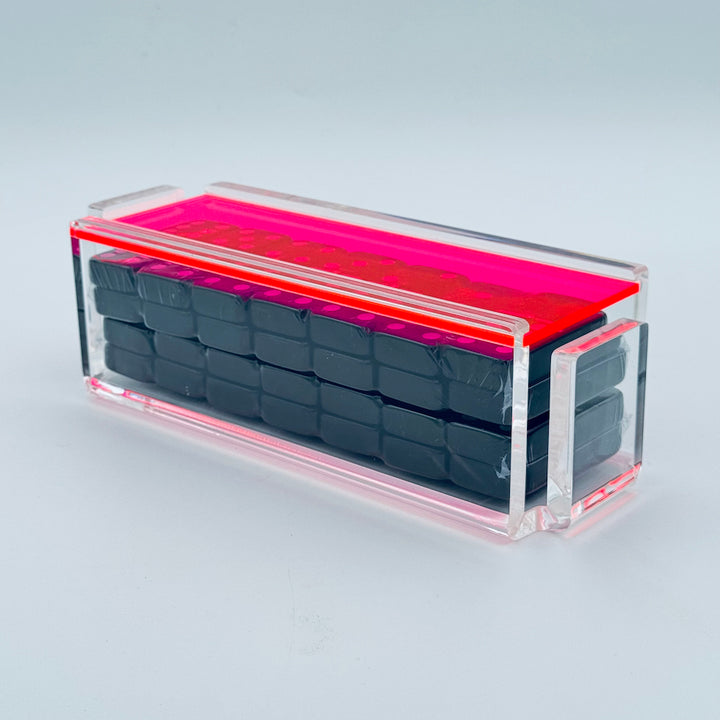 "El Tigre" Domino Set Neon Pink with Black Tiles