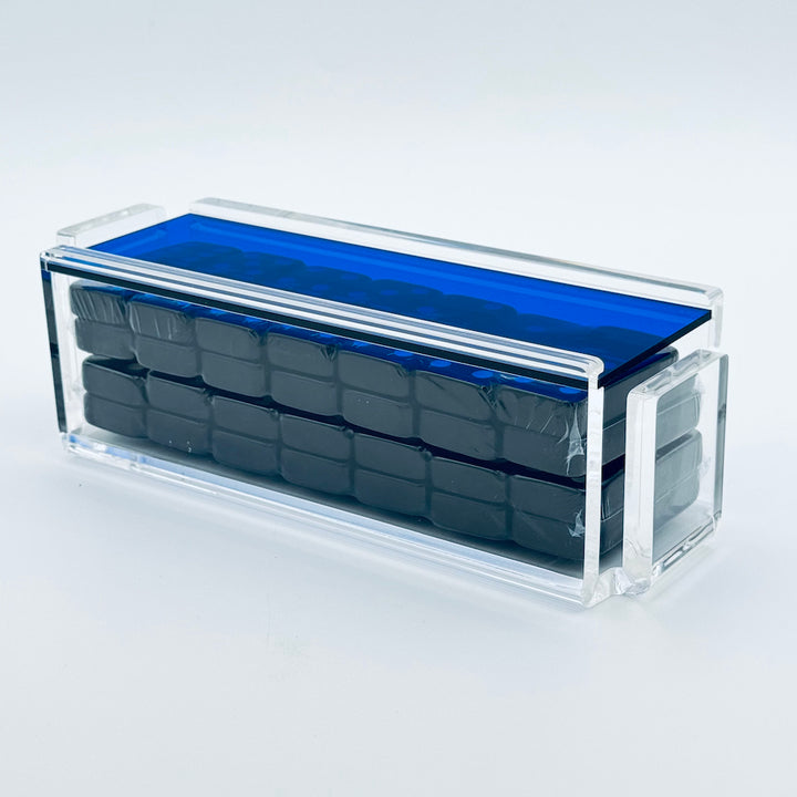 "El Tigre" Domino Set Blue with Black Tiles