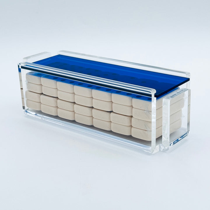 "El Tigre" Domino Set Blue with Ivory Color Tiles